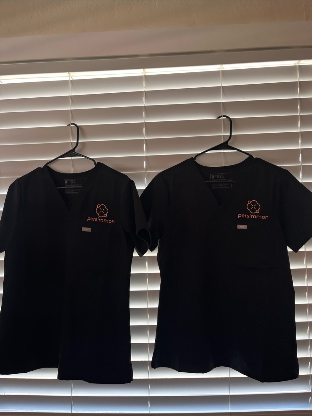 Figs Black Catarina One Pocket Scrub Top TWO PACK with Orange Persimmon Logo